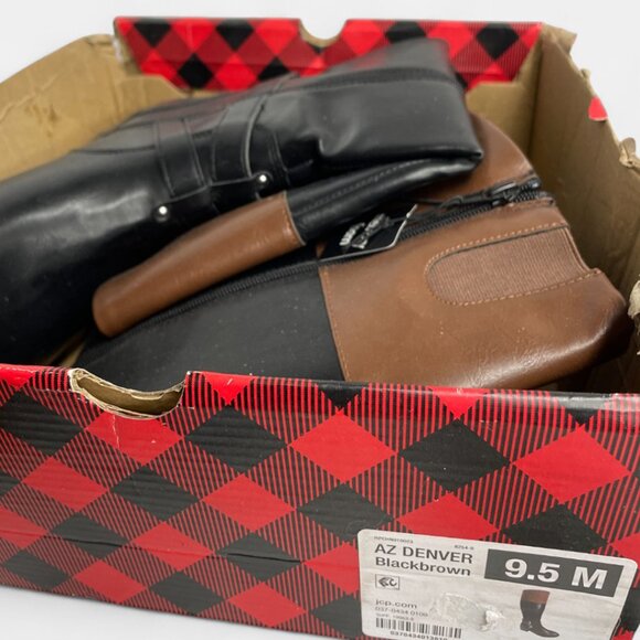 Arizona Riding Boots Black Brown 2 Tone Tall Memory Foam insulated Size 9.5 - Picture 10 of 11